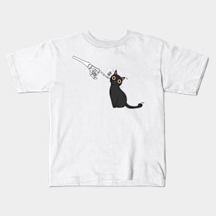 Black cat Lover Skeleton Hand Boo Funny cat Halloween 2022 Kids T-Shirt